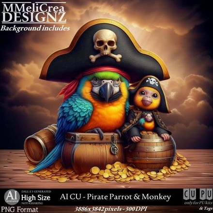 MMD - AI - CU Pirate Parrot &amp; Monkey