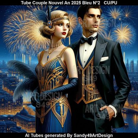 SAD - Tube Couple Nouvel An 2025 Bleu N°2