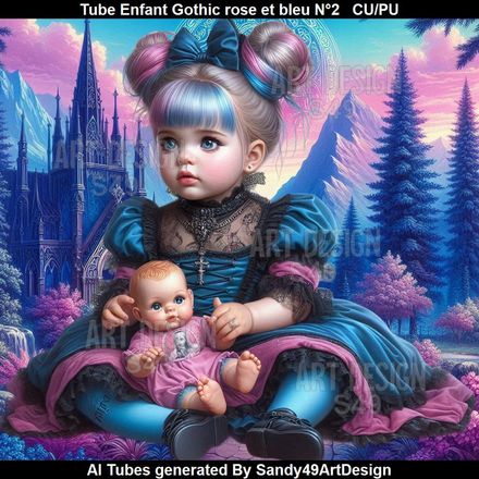 SAD - Tube Enfant Gothic rose et bleu N°2