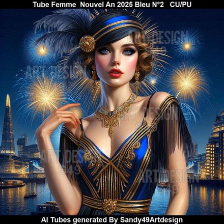SAD - Tube Femme Nouvel An 2025 Bleu N°2