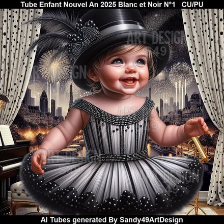SAD - Tube Enfant Nouvel An 2025 Blanc et Noir N°1