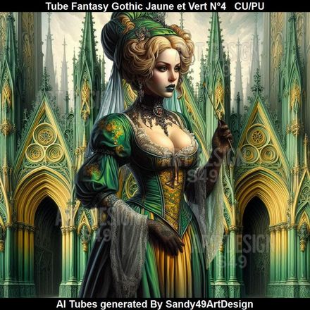 SAD - Tube Fantasy Gothic Jaune et Vert N°4