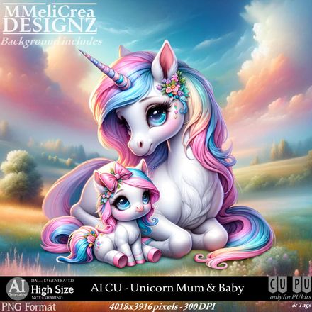 MMD - AI - CU Unicorn Mum &amp; Baby