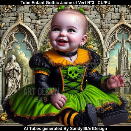 SAD - Tube Enfant Gothic Jaune et Vert N°3