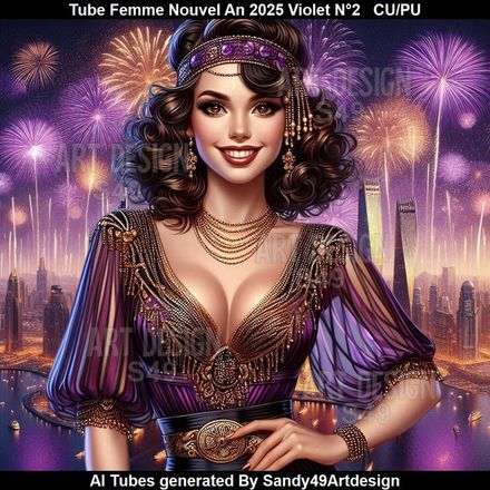 SAD - Tube Femme Nouvel An 2025 Violet  N°2
