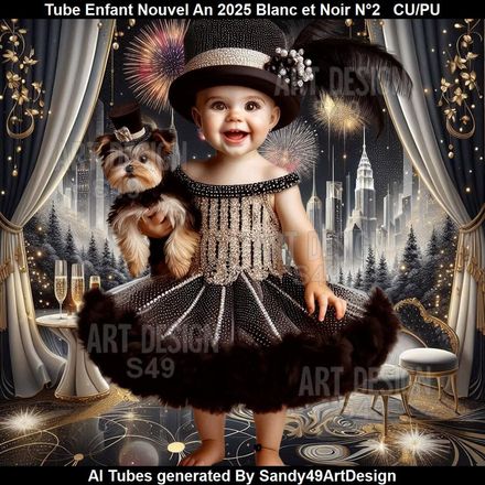 SAD - Tube Enfant Nouvel An 2025 Blanc et Noir N°2