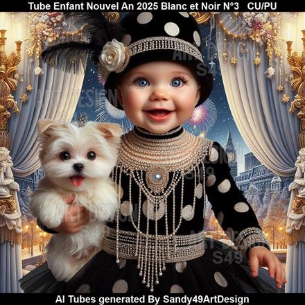 SAD - Tube Enfant Nouvel An 2025 Blanc et Noir N°3