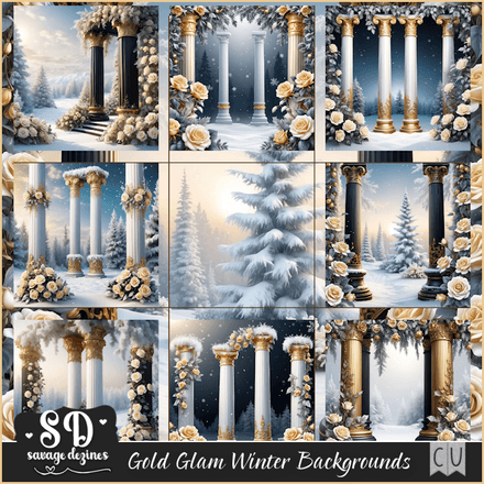 SD - AI CU Gold Glam Winter Backgrounds
