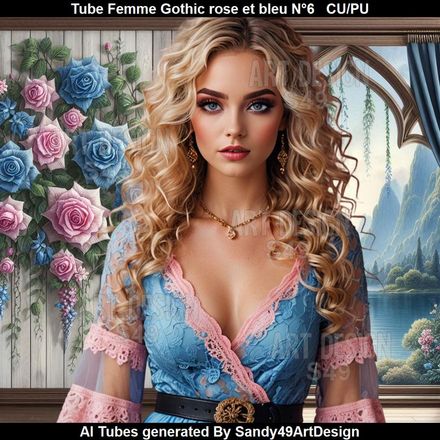 SAD - Tube Femme Gothic rose et bleu N°6
