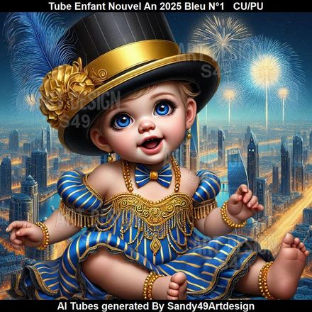 SAD - Tube Enfant Nouvel An 2025 Bleu N°1
