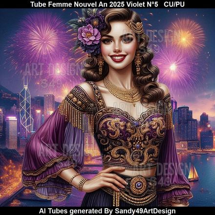 SAD - Tube Femme Nouvel An 2025 Violet N°5