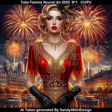 SAD - Tube Femme Nouvel An 2025 Rouge  N°1