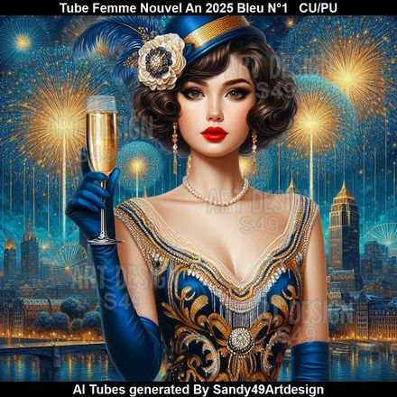 SAD - Tube Femme Nouvel An 2025 Bleu N°1