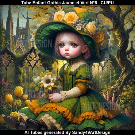 SAD - Tube Enfant Gothique Jaune et Vert N°5