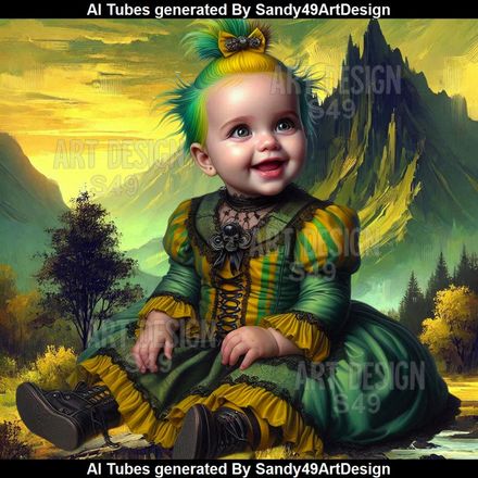 SAD - Tube Enfant Gothic Jaune et Vert N°4