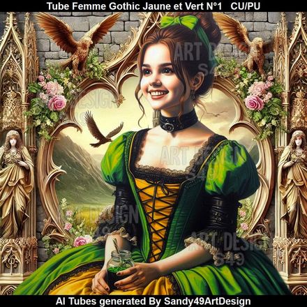 SAD - Tube Femme Gothic Jaune et Vert N°1