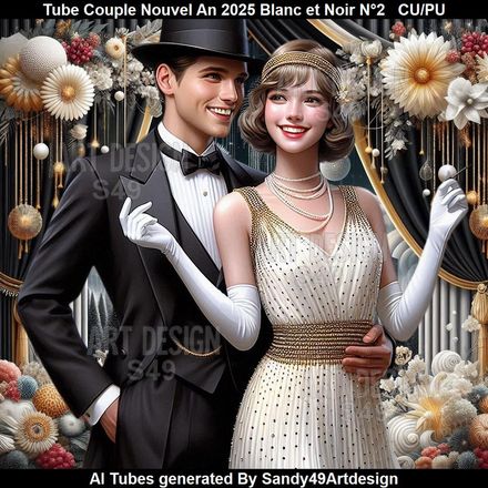 SAD - Tube Couple Nouvel An 2025 Blanc et Noir N°2