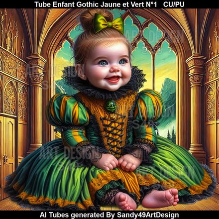 SAD - Tube Enfant Gothic Jaune et Vert N°1