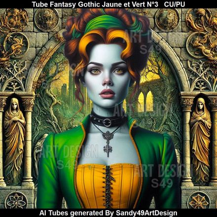 SAD - Tube Fantasy Gothic Jaune et Vert N°3