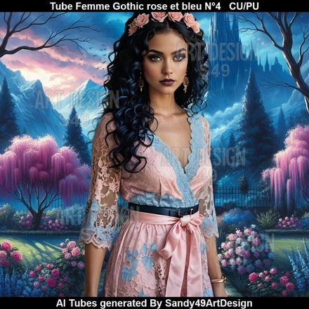 SAD - Tube Femme Gothic rose et bleu N°4
