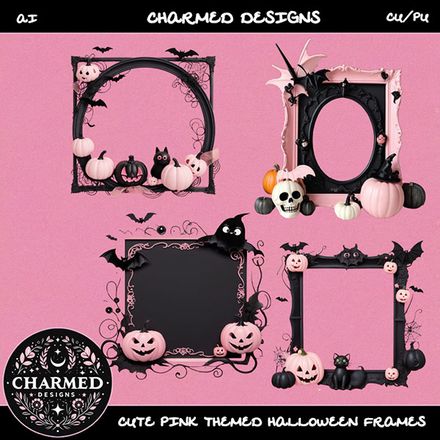 CD- Cute Pink Halloween Themed Frames