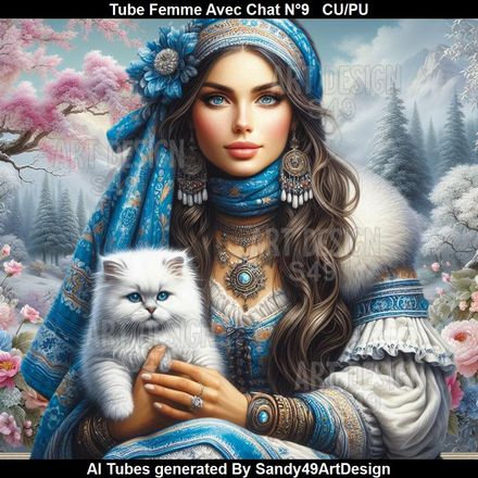 SAD - Tube Femme avec chat N°9