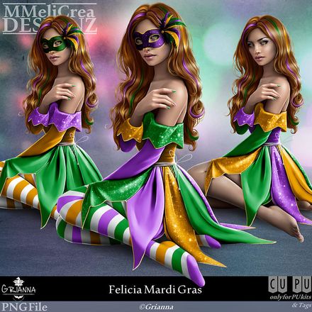MMD - CLASSIC - Tube - CU Felicia Mardi Gras (PNG Format)