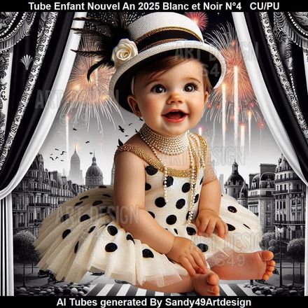 SAD - Tube Enfant Nouvel An 2025 Blanc et Noir N°4