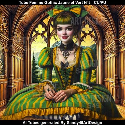 SAD - Tube Femme Gothic Jaune et Vert N°3