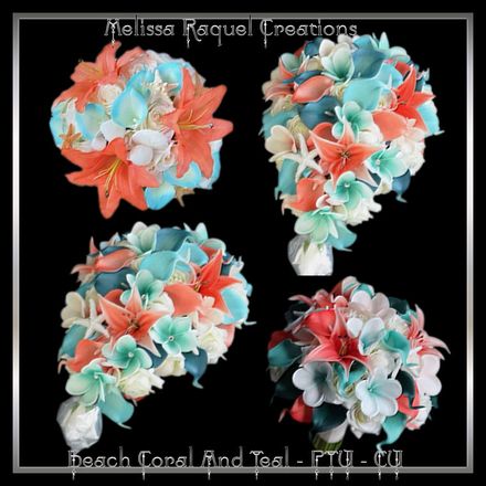 Beach Coral and Teal Bouquet 