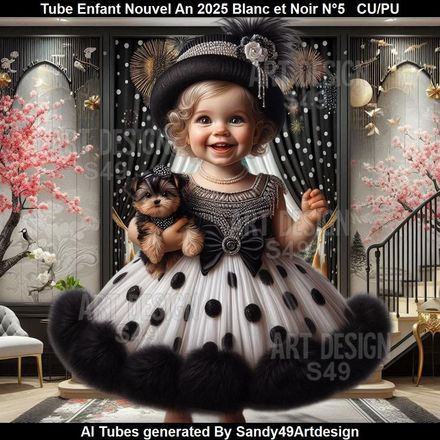 SAD - Tube Enfant Nouvel An 2025 Blanc et Noir N°5