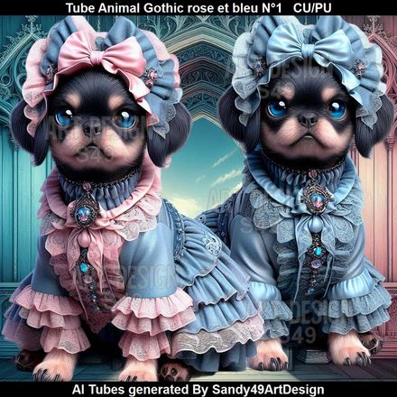 SAD - Tube Animal Gothic rose et bleu N°1