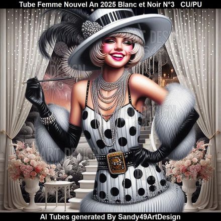 SAD - Tube Femme Nouvel An 2025 Blanc et Noir N°3