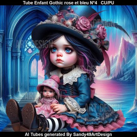 SAD - Tube Enfant Gothic rose et bleu N°4
