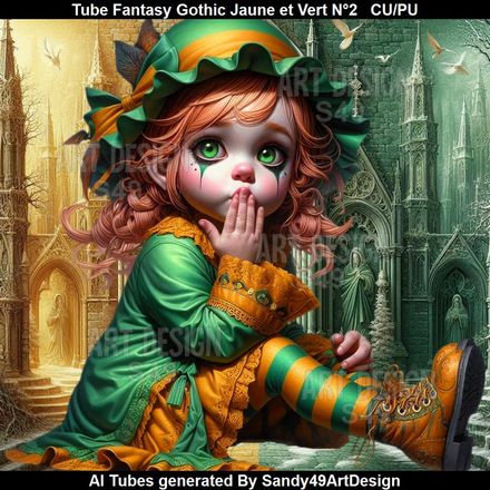 SAD - Tube Fantasy Gothic Jaune et Vert N°2