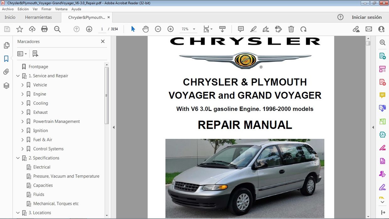 CHRYSLER & PLYMOUTH VOYAGER GRAND VOYAGER 3.0 1996-2000 Workshop Repair ...