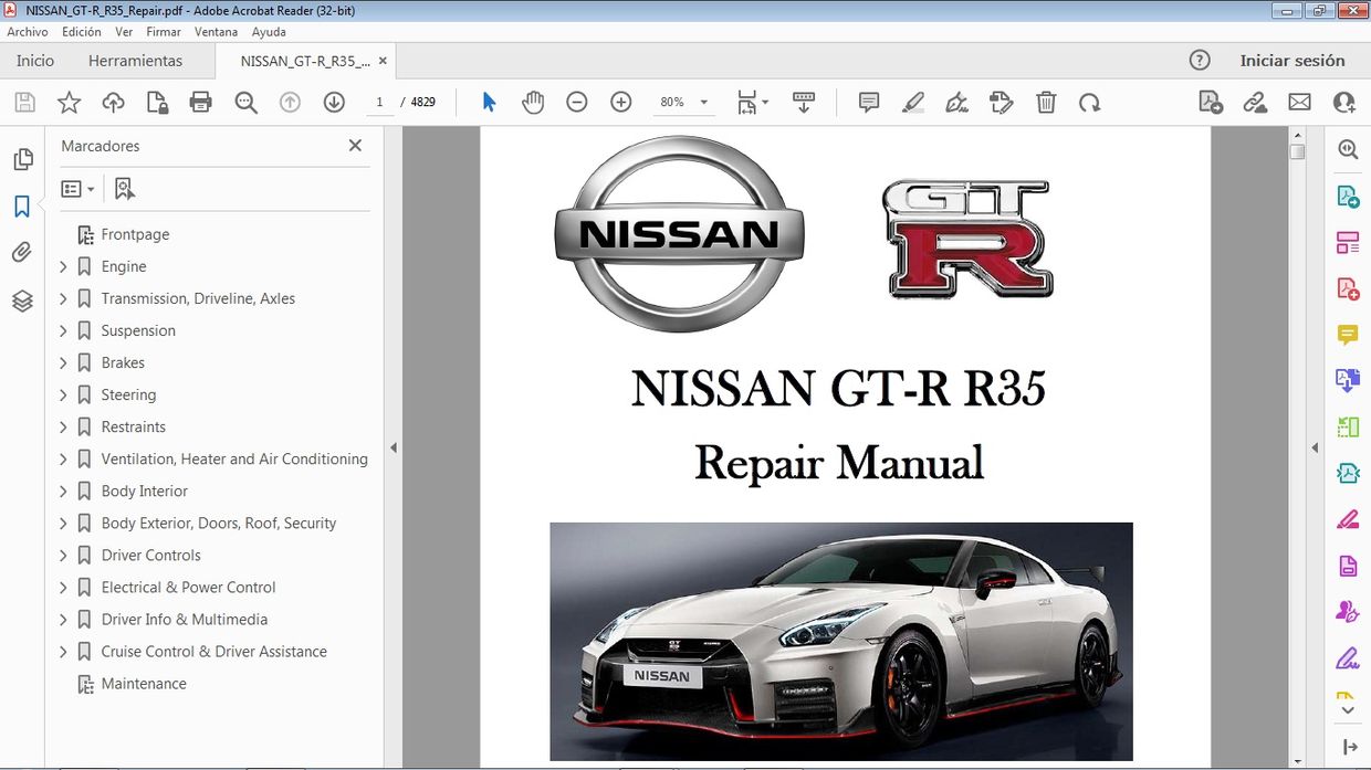 NISSAN GT-R R35 V6 3.8 Workshop Service Repair Manual