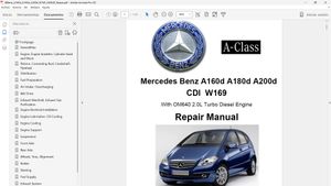 MERCEDES BENZ A160d A180d A200d CDI W169 OM640 Service Repair Manual, in english