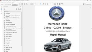 MERCEDES BENZ C180d C200d Bluetec W205 OM626 Repair Manual, in english