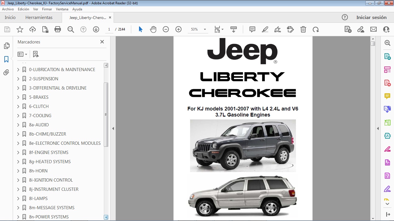 JEEP LIBERTY & CHEROKEE KJ 20012007 2.4 3.7 Repair Manual