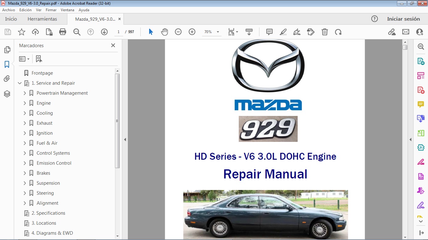 MASTページ MAZDA 929 V6 3.0 HD Series Workshop Service Repair Manual
