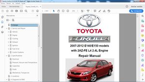 TOYOTA COROLLA 2007-2012 2.4L 2AZ-FE Workshop Repair Manual