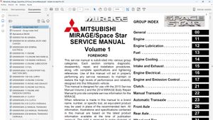 MITSUBISHI MIRAGE &amp; SPACE STAR 1.2L Service Repair Manual
