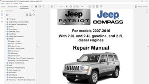 JEEP Compass &amp; Patriot 2.0 2.4 2.2D 2007-2016 Service Repair - Manual Taller