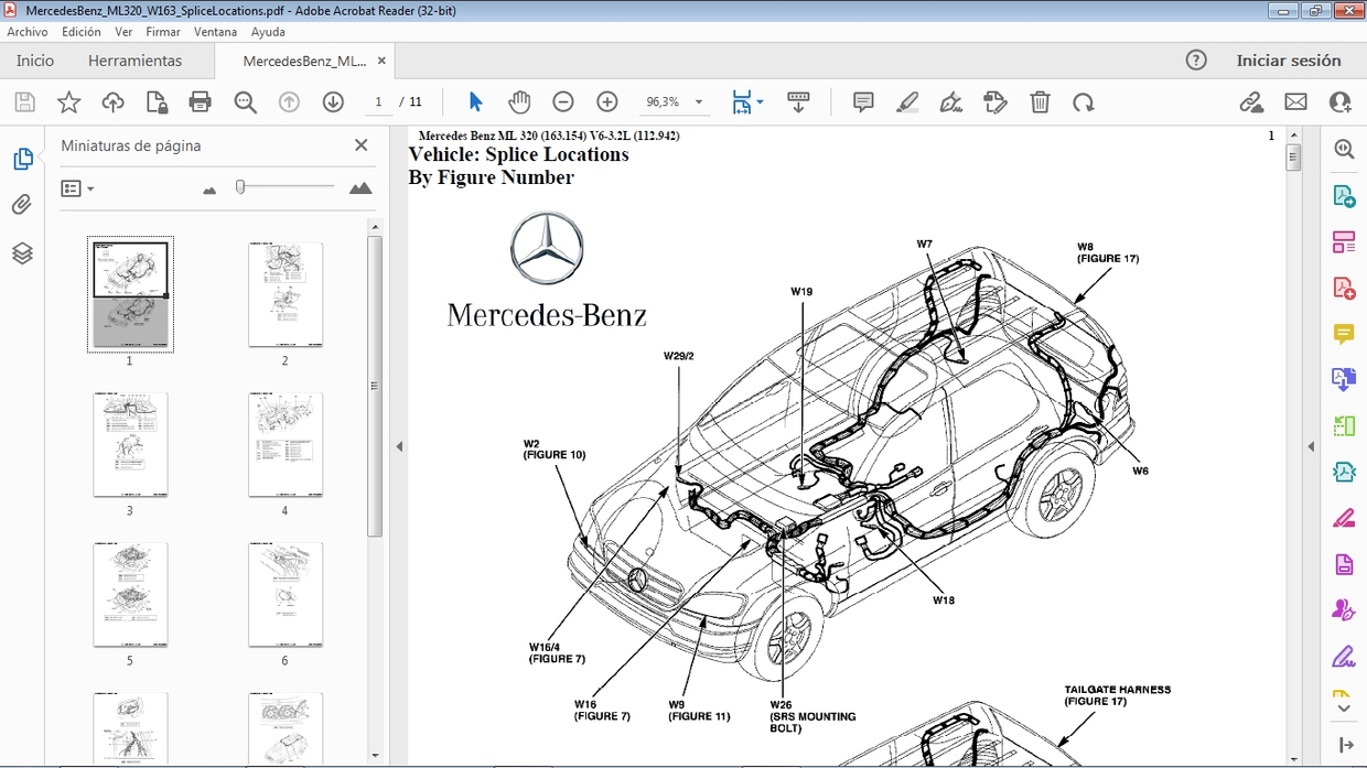 MERCEDES BENZ ML320 W163 M112 Splices