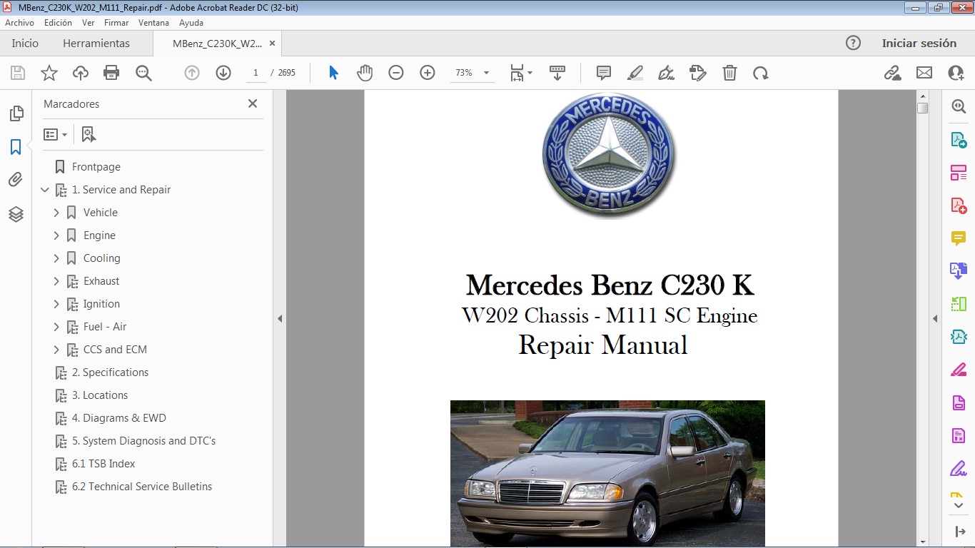 MERCEDES BENZ C230 Kompressor W202 M111 2.3 SC Repair Manual