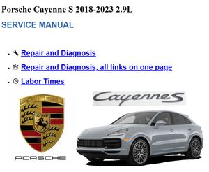 Porsche CAYENNE S 2018-2023 9YA 9YB 2.9L Service Manual