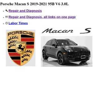 PORSCHE MACAN "S" 2019-2021 95B 3.0L Service Manual