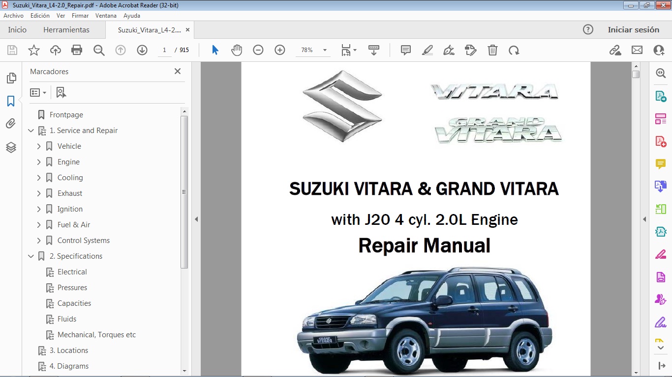 SUZUKI VITARA & GRAND VITARA 2.0L J20 Service Repair Manual