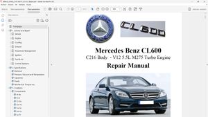 MERCEDES BENZ CL600 C216 M275 5.5L  Workshop Repair Manual